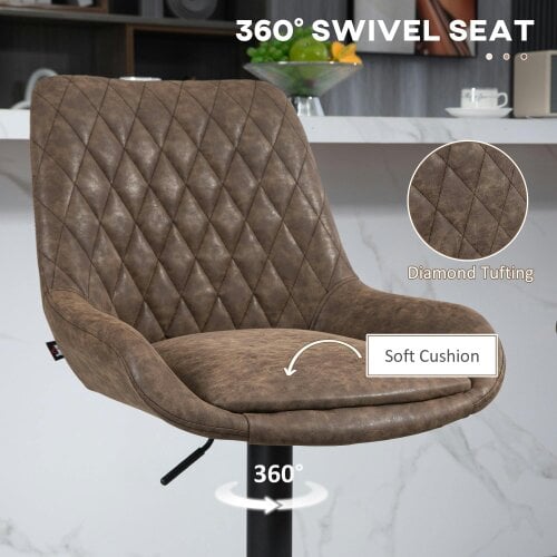 Wyld Haus Lenozzo Faux Leather Brown Set Of 2 Retro Style Bar Stools With Padded Seats