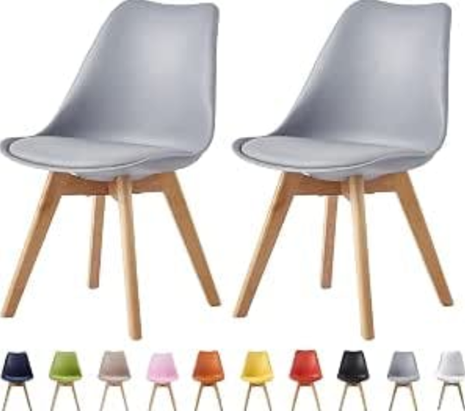 Set of 2 Dining Chairs with Solid Wooden Legs and Seat Cushion Pad Eva