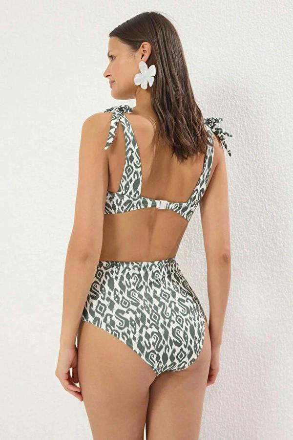 WOVCOR Ethnic Patterned Tie-Up Hipster High-Waisted Bikini Bottom