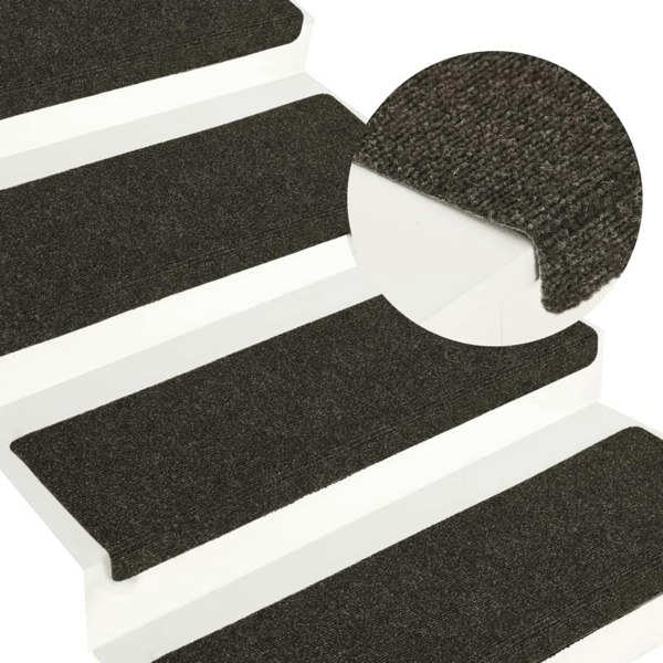 Berkfield Stair Mats 15 pcs Needle Punch 65x21x4 cm Grey