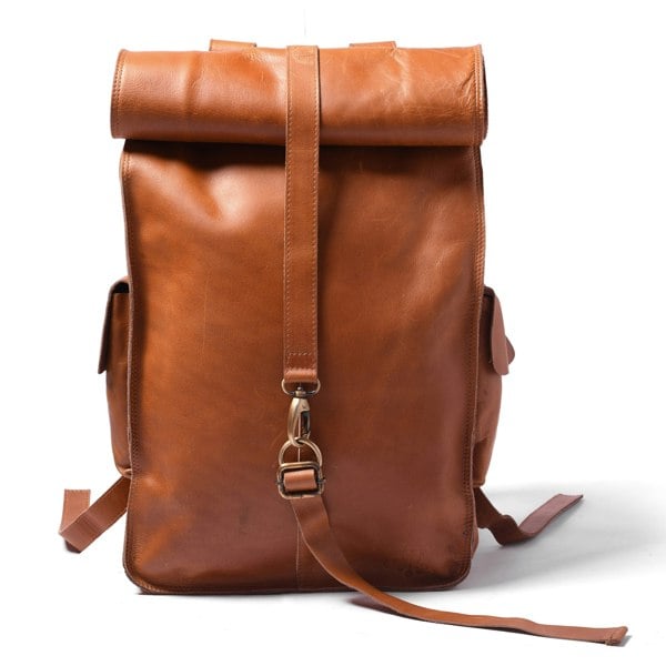 107 Leather Rolltop Backpack- Tan - DÖTCH CLUB