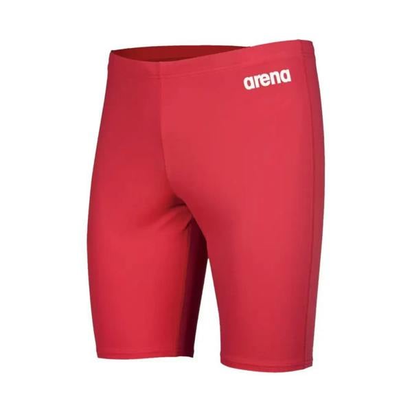 Red Arena team solid swim jammer with white logo