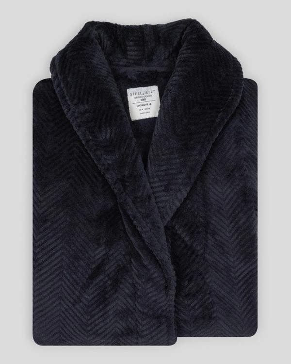 Steel & Jelly Kensal - Herringbone Texture Supersoft Fleece Dressing Gown
