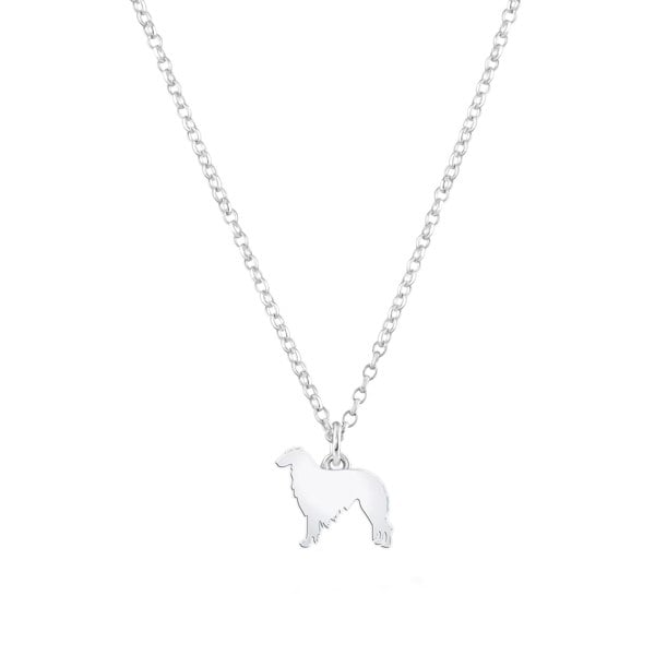 Borzoi Silhouette Silver Necklace - Personalised - MYLEE London