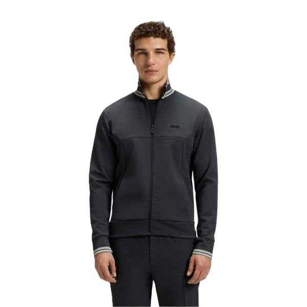 Boss Mens Embroidered Logo Regular Long-Sleeved Track Jacket - Dark Blue - 