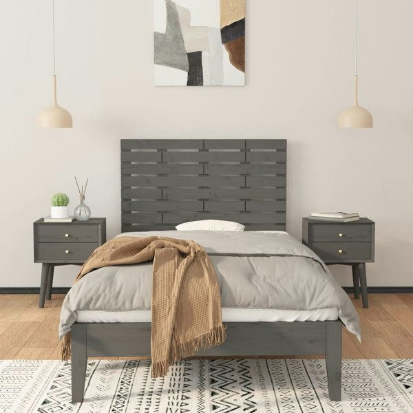 Berkfield Wall Headboard Grey 96x3x63 cm Solid Wood Pine