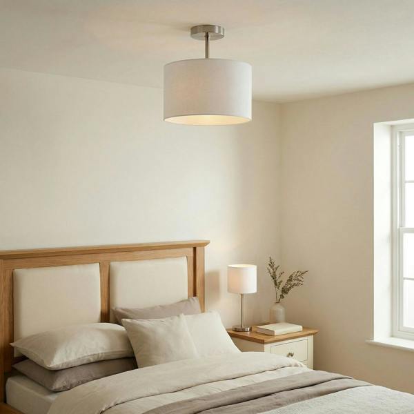 Classic Satin Nickel Ceiling Light Fixture to Showcase Lamp Shades Image 5