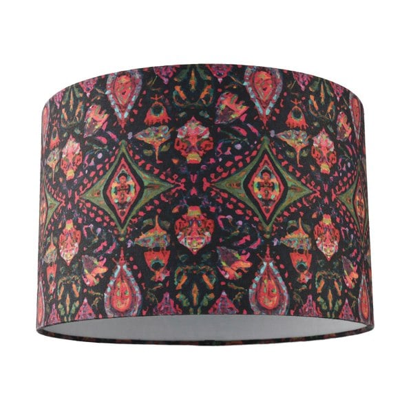Bohemian Kaleidoscope Cotton Lamp Shade with Green and Red Colouring Image 1
