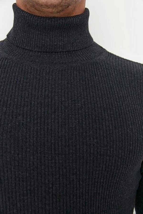 WOVCOR Slim Fit Turtleneck Ribbed Knit Men's Sweater