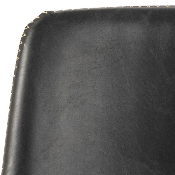 Wyld Haus Set of 2 Bogense Black Faux Leather Bar Stools Cream Stitching