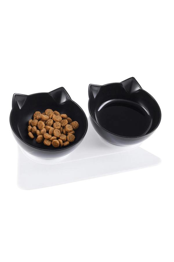 Living and Home 15° Tilted Elevated Feeder with Double Cat Bowls