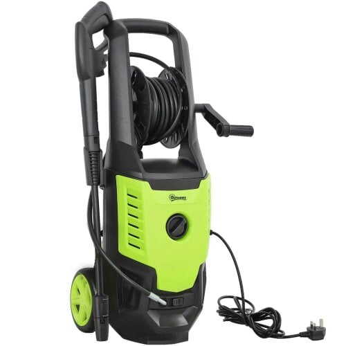 Bobobiy 2200W High Pressure Washer, 170 Bar, 420 L/h, Adjustable Nozzle, 6m Hose and Reel, Electric Jet Cleaner