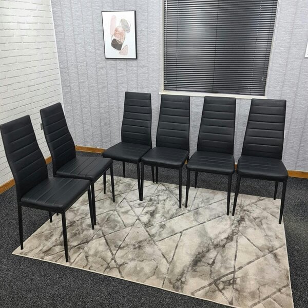 Kosy Koala Dining Chairs Set of 6 Black Faux Leather Kitchen Chairs Dining Room Furniture