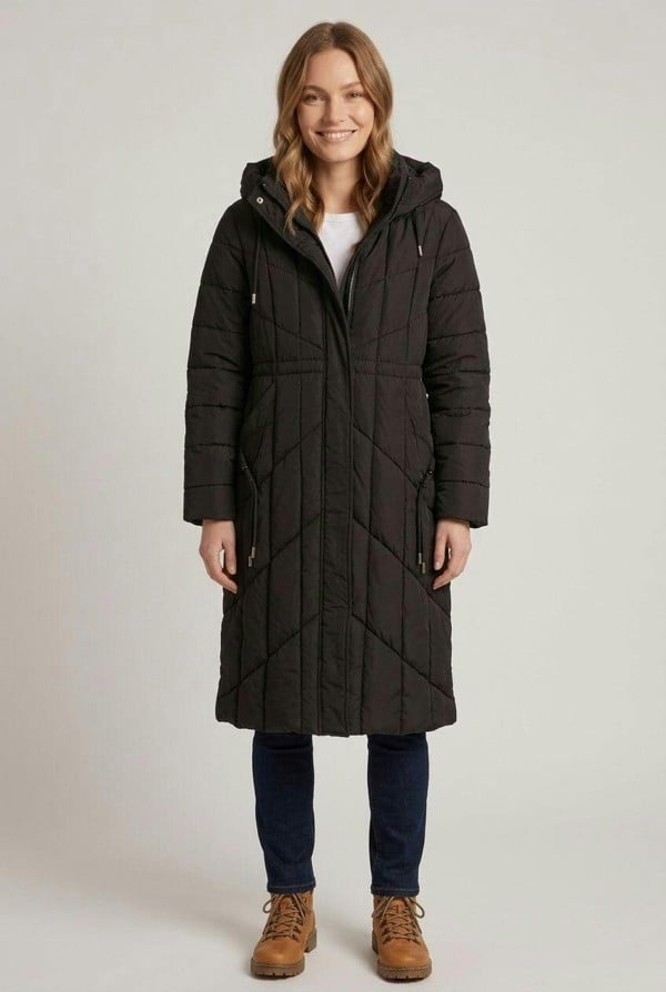 Izabel London Longline Hooded Zip-Up Puffer Jacket