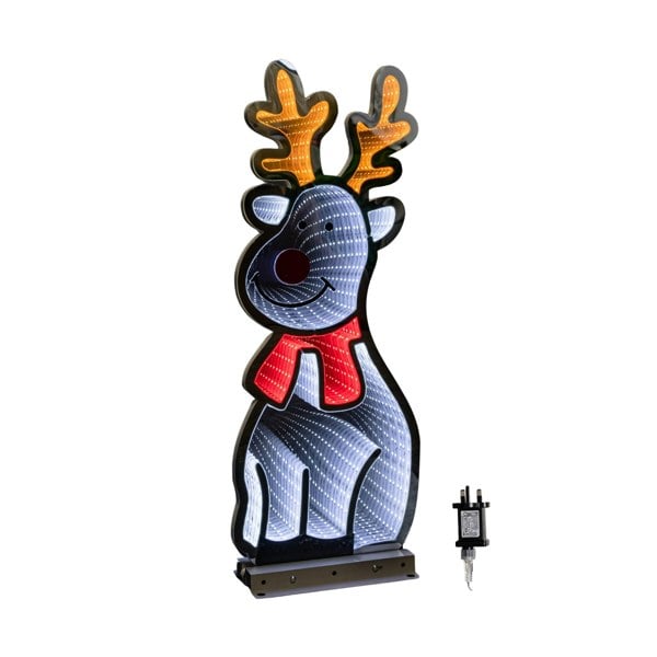 Samuel Alexander 60cm Infinity Standing Christmas Reindeer with Metal Base, White and Red LEDs
