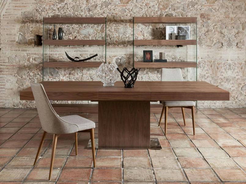 Angel Cerdá Rectangular walnut extending dining table 1015