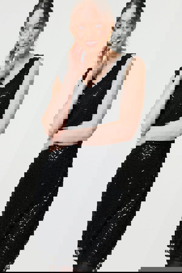 Black | Sequin Embellished Sleeveless Mini Dress
