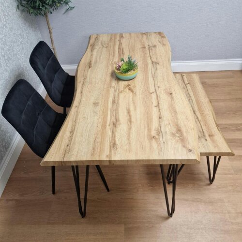 Kosy Koala Modern Dining Table Set With 2 Black Velvet Chairs And Bench Dining Room Furniture 140cm