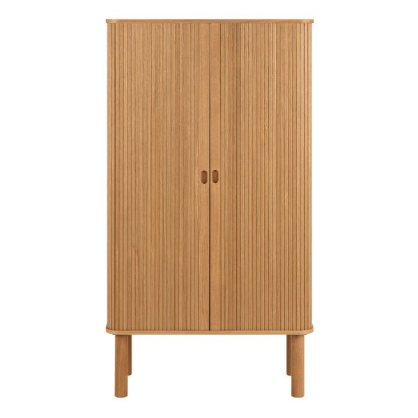 Wyld Haus Copenhagen Natural Oak Wood Etched Cabinet 2 Tambour Doors