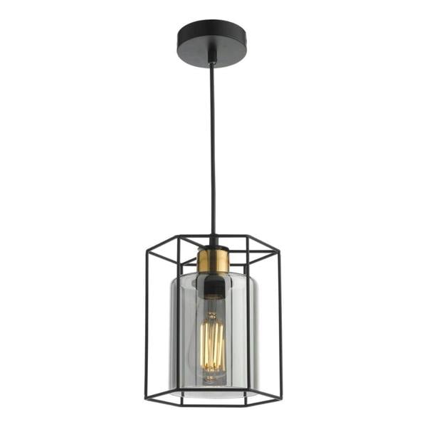 Pagazzi Lighting Sabrina 1 Light Black and Smoked Glass Pendant Ceiling Light