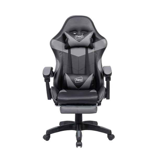 Neo Grey & Black PU Leather Gaming Chair with Footrest