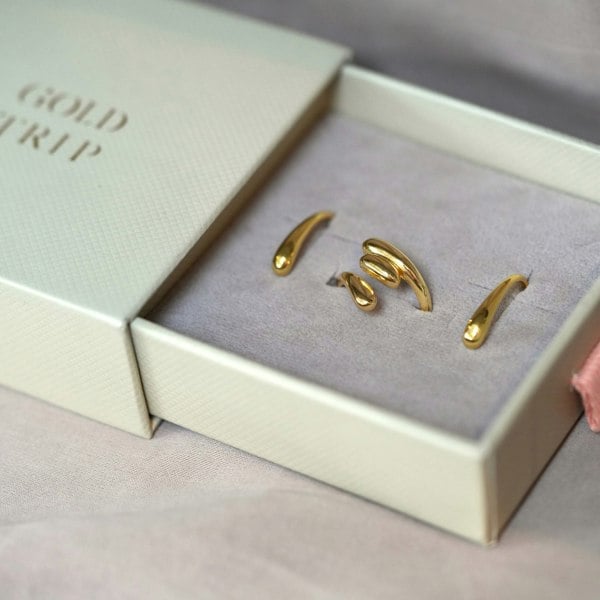 Gold Trip Water Drop Earrings & Ring Gift Set