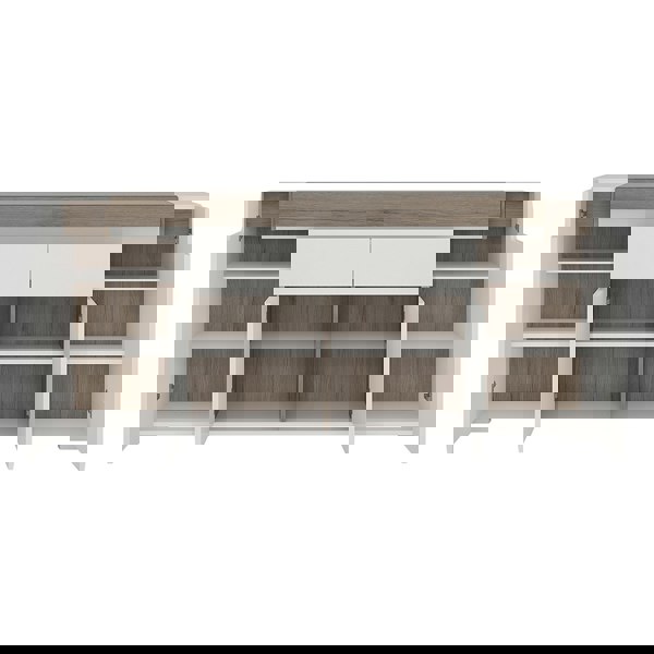 Furniture To Go Toronto Wide 4 Door 2 Drawer Sideboard (inc. Plexi Lighting) In White and Oak