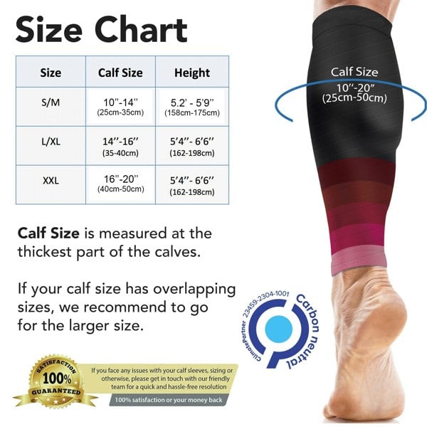 Calf Support Compression Sleeves for Shin Splints (20-30 mmHg / Class 2) (Pair) - aZengear