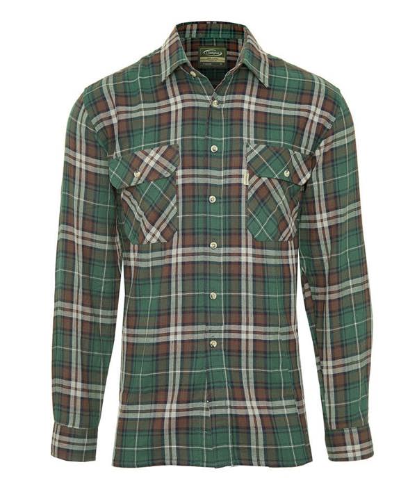Champion Kempton check shirt in green, button-down front with long sleeves and soft cotton fabric for smart countryside wear