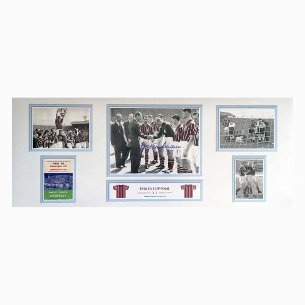 Bert Trautmann signed Manchester City 1956 FA Cup Winners storyboard. — Unframed