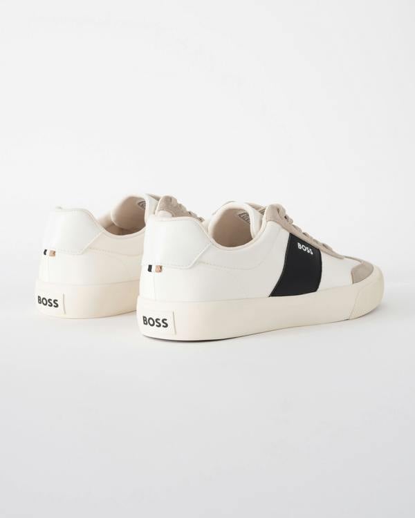 back of BOSS Orange Aiden_Tenn_sdnypu Mens Trainers in Light Beige