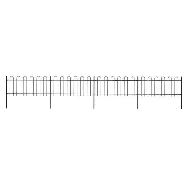Berkfield Garden Fence with Hoop Top Steel 6.8x0.8 m Black