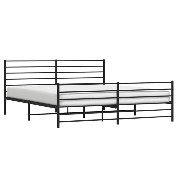 Berkfield Metal Bed Frame with Headboard and Footboard Black 180x200 cm 6FT Super King