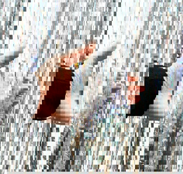 Cheetah Shimmer Tinsel Curtain, 3M x 1M Silver