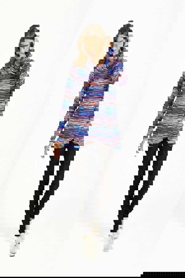 Staggered Print Cowl Neck Top