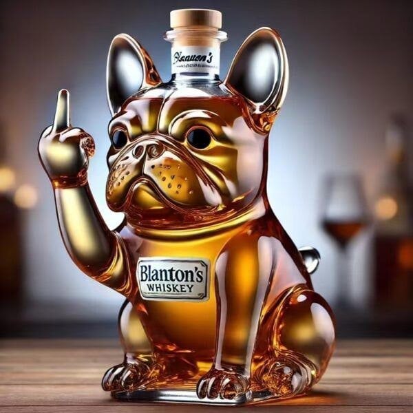 Leaper Creative Transparent Glass French Bulldog Whiskey Bottle