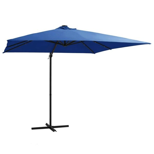 Berkfield Cantilever Umbrella with LED lights and Steel Pole 250x250 cm Azure Blue