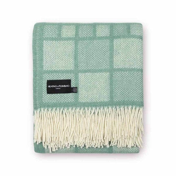 Evening Tales - Pure New Wool Blanket - Mosaic Mint Green