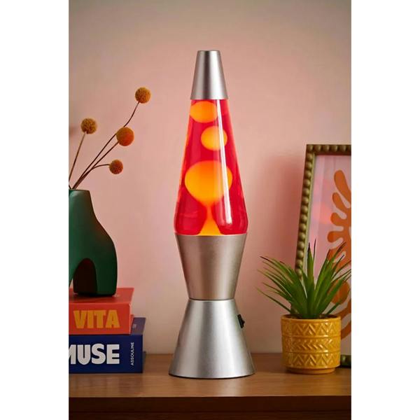 Dragodirect Retro Lava Lamp Desk Light Yellow & Red LED with Silver Base