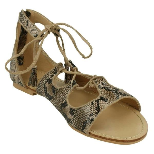 Spot On Ladies Spot On Snake Print Flat Sandals