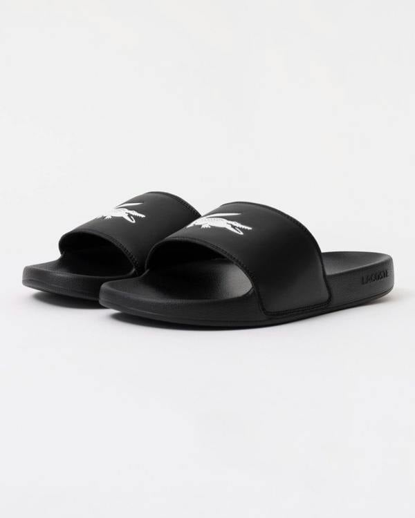 Lacoste Mens Serve Sliders - Black/White 312 - CHO - Designer Mens Sandals