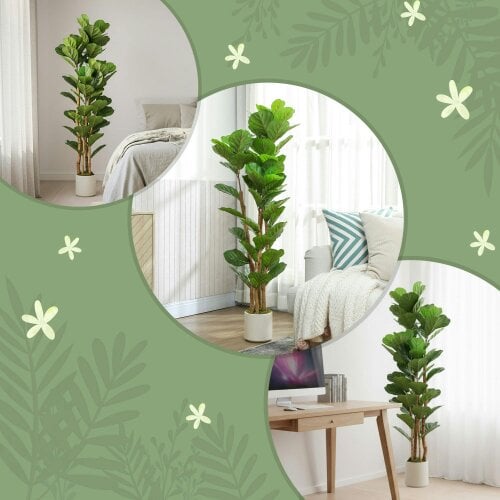 Wyld Haus Toelna Artificial Fiddle Leaf Fig Style Tree With Broad Leaves 150cm Green