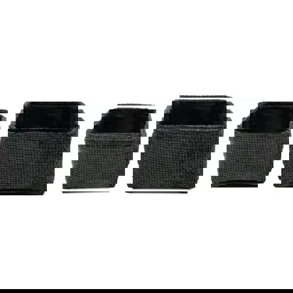 JVL Metro Square Fabric Storage Baskets for Home Organisation, Set of 2, Black