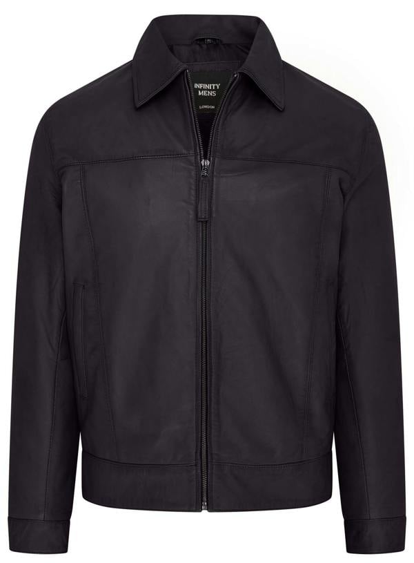 Infinity Leather Mens Retro Classic Leather Harrington Biker Jacket - Drammen
