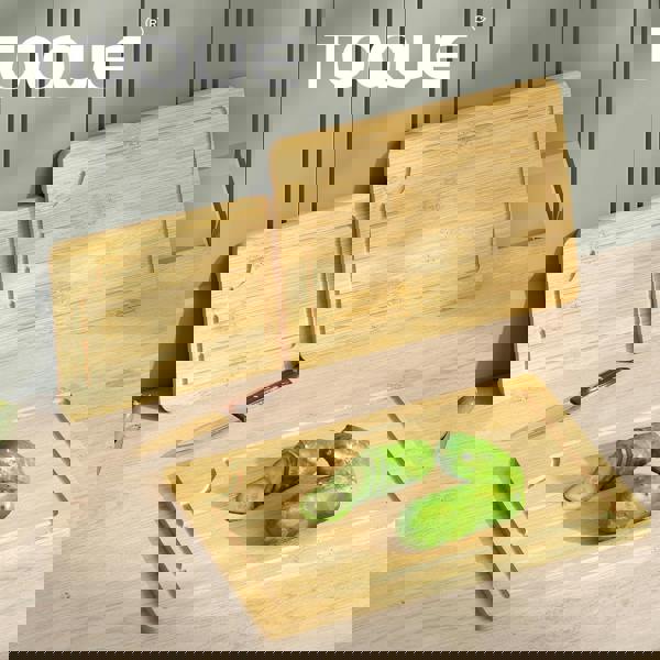 Toque 3Pcs Bamboo Cutting Board Set Chopping Boards Serving Platter Kitchen