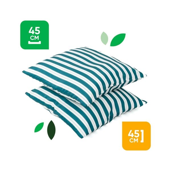 Gardenwize Pair of Outdoor Scatter Cushions - Teal Stripe Design