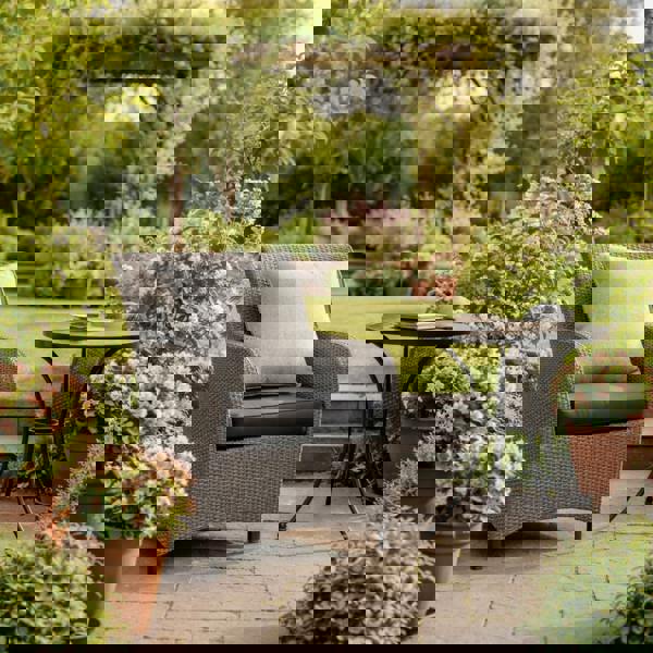 Scatter Cushions WATERPROOF (18"x18") - Garden Outdoor Sofa Cushions Pillows UK Made HERRINGBONE GREY The Garden Furniture Shop