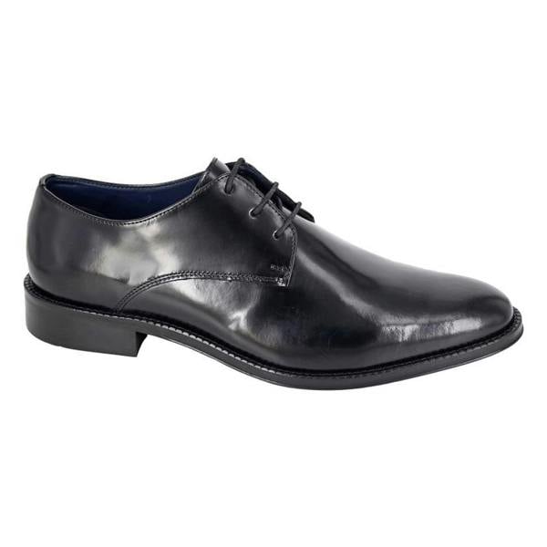 Roamers Mens Plain Leather Gibson Shoes - Black - 