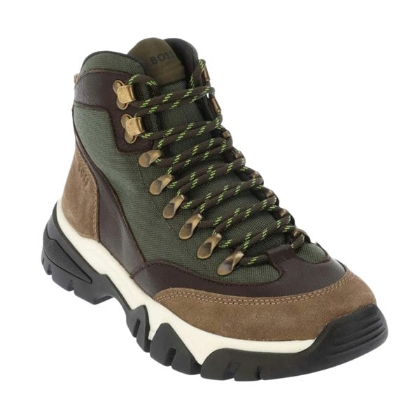Boss Mens Chester Contrast Suede Ankle Boots - Green/Brown