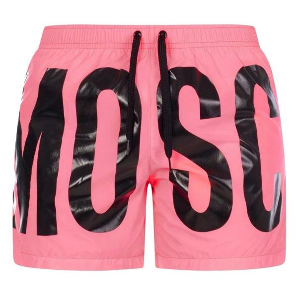 Moschino Mens Logo Swim Shorts - Pink - 